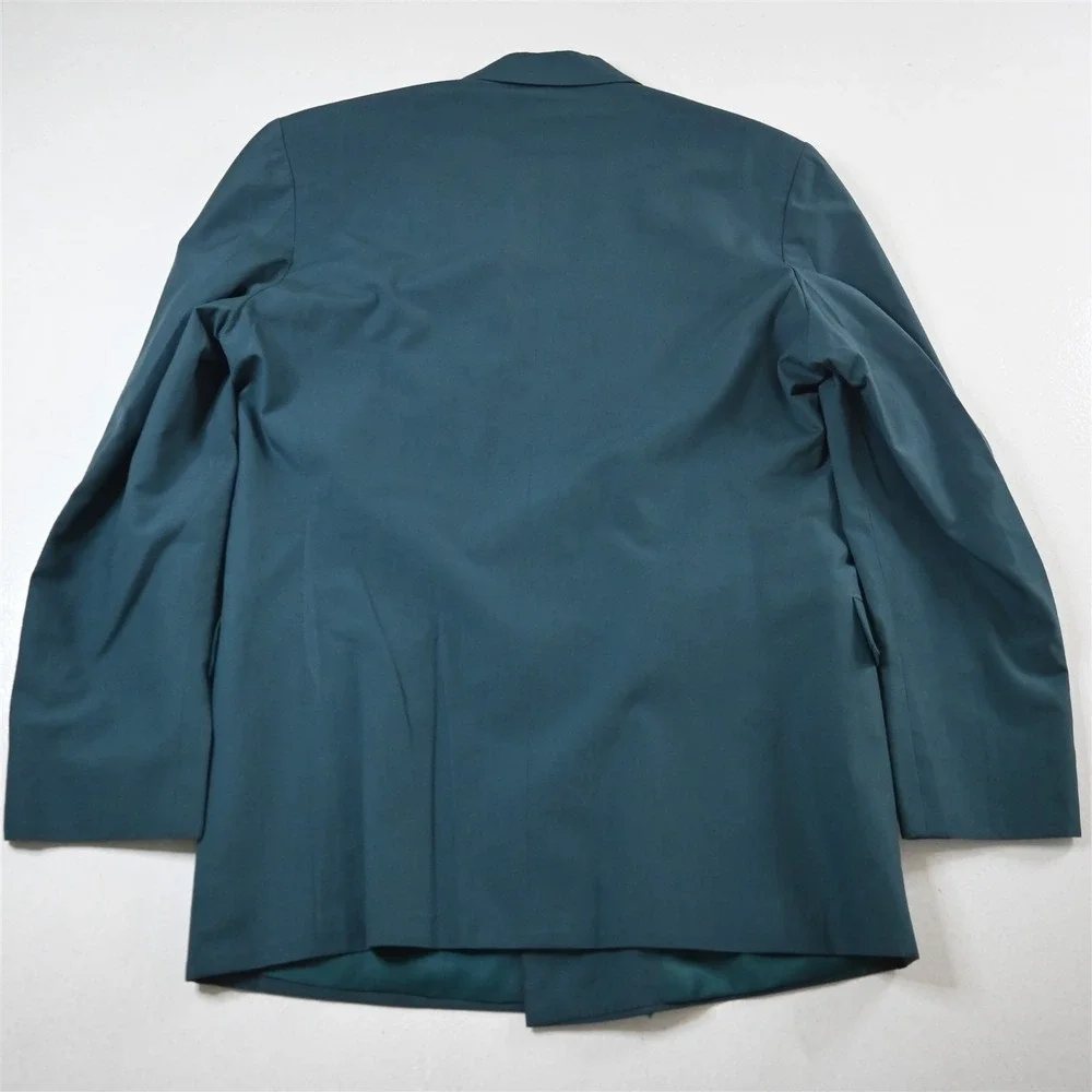 Vtg 90s Vaish Bros 40R Teal Green Double Breasted‎ Blazer Suit Jacket Sport Coat